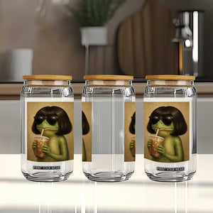 Funny Frog Bob Haircut Renaissance Painting Meme Glass Can