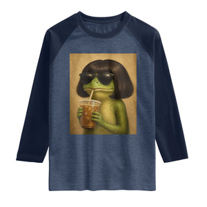 Funny Frog Bob Haircut Renaissance Painting Meme Raglan Shirt