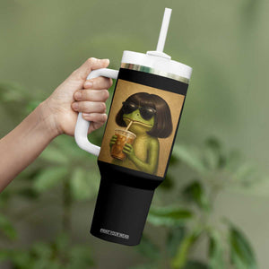 Funny Frog Bob Haircut Renaissance Painting Meme Tumbler With Handle