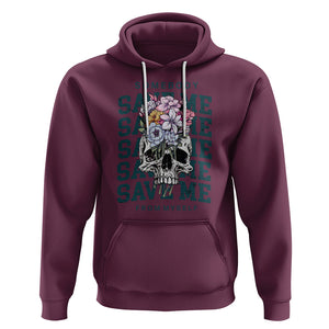 Retro Western Skull Hoodie Somebody Save Me From Myself Country Music TS02 Maroon Printyourwear