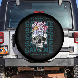 Retro Western Skull Spare Tire Cover Somebody Save Me From Myself Country Music TS02 No hole Black Print Your Wear