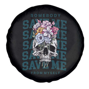Retro Western Skull Spare Tire Cover Somebody Save Me From Myself Country Music TS02 Print Your Wear