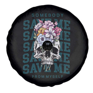 Retro Western Skull Spare Tire Cover Somebody Save Me From Myself Country Music TS02 Print Your Wear