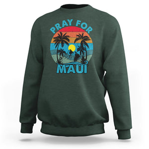 Pray For Maui Maui Strong Hawaii Strong Retro Sweatshirt TS02 Dark Forest Green Printyourwear
