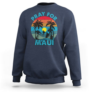 Pray For Maui Maui Strong Hawaii Strong Retro Sweatshirt TS02 Navy Printyourwear
