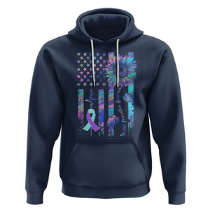 Suicide Prevention Awareness Hoodie Support Squad Teal And Purple American Flag Sunflower TS02 Navy Printyourwear