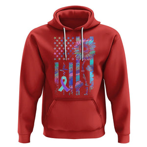 Suicide Prevention Awareness Hoodie Support Squad Teal And Purple American Flag Sunflower TS02 Red Printyourwear