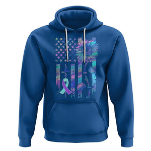 Suicide Prevention Awareness Hoodie Support Squad Teal And Purple American Flag Sunflower TS02 Royal Blue Printyourwear