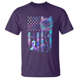 Suicide Prevention Awareness T Shirt - Support Squad Teal Purple American Flag Sunflower Tee TS02 Purple Printyourwear