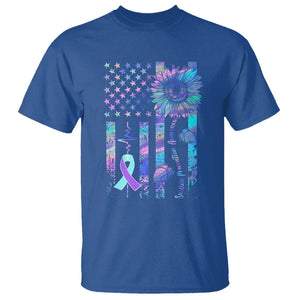 Suicide Prevention Awareness T Shirt - Support Squad Teal Purple American Flag Sunflower Tee TS02 Royal Blue Printyourwear