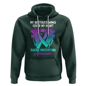 Suicide Prevention Awareness Hoodie Suicide Awareness Support My Brother's Wings Cover My Heart TS02 Dark Forest Green Printyourwear