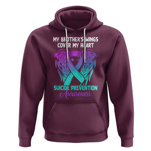 Suicide Prevention Awareness Hoodie Suicide Awareness Support My Brother's Wings Cover My Heart TS02 Maroon Printyourwear