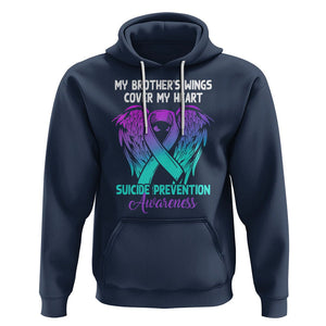Suicide Prevention Awareness Hoodie Suicide Awareness Support My Brother's Wings Cover My Heart TS02 Navy Printyourwear