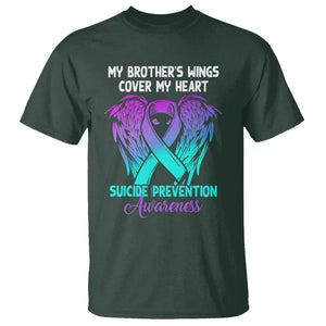 Suicide Prevention Awareness T Shirt Suicide Awareness Support My Brother's Wings Cover My Heart TS02 Dark Forest Green Printyourwear