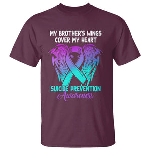 Suicide Prevention Awareness T Shirt Suicide Awareness Support My Brother's Wings Cover My Heart TS02 Maroon Printyourwear