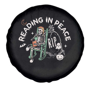 Reading Skeleton Spare Tire Cover RIP Reading In Peace Book Lover Spooky Vibe TS02 Print Your Wear