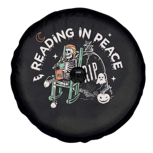 Reading Skeleton Spare Tire Cover RIP Reading In Peace Book Lover Spooky Vibe TS02 Print Your Wear