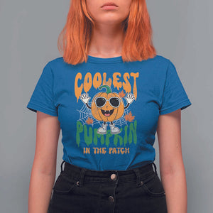 Fall Pumpkin T Shirt For Women Coolest Pumpkin In The Patch Autumn Halloween Spooky Season TS02 Royal Blue Print Your Wear