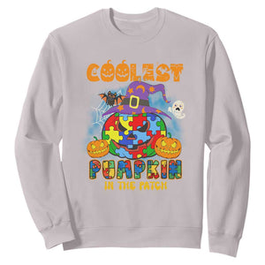 Autism Pumpkin Sweatshirt Coolest Pumpkin In The Patch Puzzle Piece Halloween TS02 Ice Gray Printyourwear