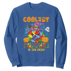 Autism Pumpkin Sweatshirt Coolest Pumpkin In The Patch Puzzle Piece Halloween TS02 Royal Blue Printyourwear