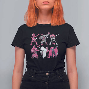 Halloween Breast Cancer T Shirt For Women Dabbing Skeleton Zombie Pink Ribbon TS02 Black Print Your Wear