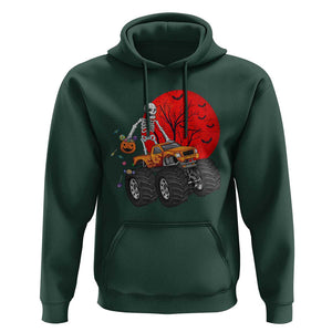 Halloween Skeleton Hoodie Skeleton Riding Monster Truck Candy Funny Scary Pumpkin TS02 Dark Forest Green Print Your Wear
