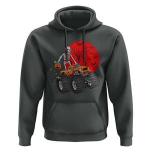 Halloween Skeleton Hoodie Skeleton Riding Monster Truck Candy Funny Scary Pumpkin TS02 Dark Heather Print Your Wear