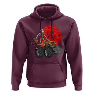 Halloween Skeleton Hoodie Skeleton Riding Monster Truck Candy Funny Scary Pumpkin TS02 Maroon Print Your Wear