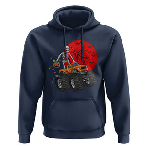 Halloween Skeleton Hoodie Skeleton Riding Monster Truck Candy Funny Scary Pumpkin TS02 Navy Print Your Wear