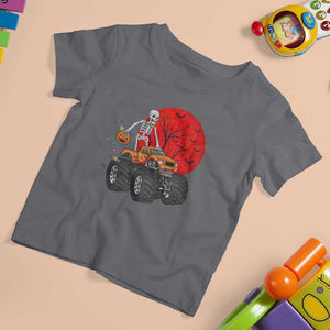 Halloween Skeleton T Shirt For Kid Skeleton Riding Monster Truck Candy Funny Scary Pumpkin TS02 Charcoal Print Your Wear