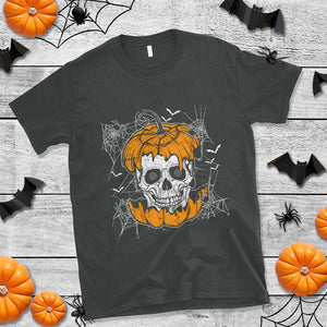 Halloween Skull T Shirt Spooky Skull In Pumpkin Halloween Costume TS02 Dark Heather Print Your Wear