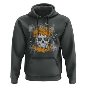 Halloween Skull Hoodie Spooky Skull In Pumpkin Halloween Costume TS02 Dark Heather Print Your Wear