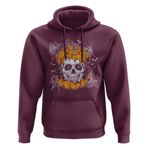Halloween Skull Hoodie Spooky Skull In Pumpkin Halloween Costume TS02 Maroon Print Your Wear