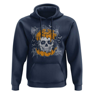 Halloween Skull Hoodie Spooky Skull In Pumpkin Halloween Costume TS02 Navy Print Your Wear