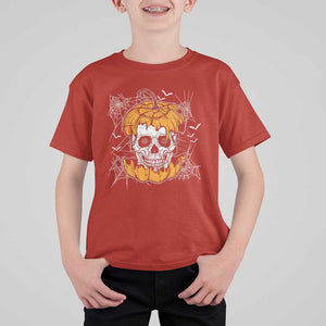 Halloween Skull T Shirt For Kid Spooky Skull In Pumpkin Halloween Costume TS02 Red Print Your Wear