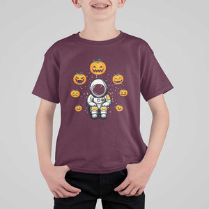 Halloween Astronaut T Shirt For Kid Scary Pumpkin Universe Outer Space Halloween Costume TS02 Maroon Print Your Wear