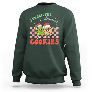 Teacher Christmas Sweatshirt I Teach The Smartest Cookies Retro Groovy Xmas Cookies TS02 Dark Forest Green Printyourwear