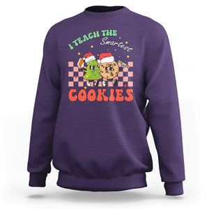Teacher Christmas Sweatshirt I Teach The Smartest Cookies Retro Groovy Xmas Cookies TS02 Purple Printyourwear