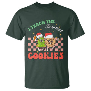 Teacher Christmas T Shirt I Teach The Smartest Cookies Retro Groovy Xmas Cookies TS02 Dark Forest Green Printyourwear