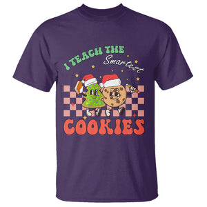 Teacher Christmas T Shirt I Teach The Smartest Cookies Retro Groovy Xmas Cookies TS02 Purple Printyourwear
