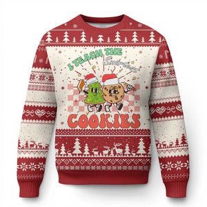 Teacher Christmas Ugly Christmas Sweater I Teach The Smartest Cookies Retro Groovy Xmas Cookies TS02 Red Print Your Wear