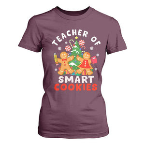 Teacher of Smart Cookies Christmas Gingerbread Man T Shirt For Women Teacher of Smart Cookies TS02 Maroon Print Your Wear