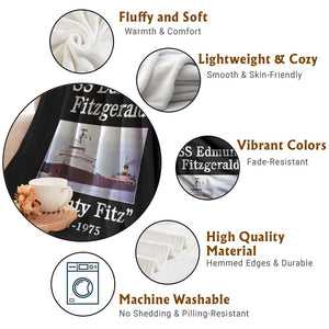 SS Edmund Fitzgerald Mighty Fitz Tribute Throw Blanket Great Lakes Shipwreck Memorial TS02 Print Your Wear