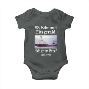SS Edmund Fitzgerald Mighty Fitz Tribute Baby Onesie Great Lakes Shipwreck Memorial TS02 Dark Heather Print Your Wear