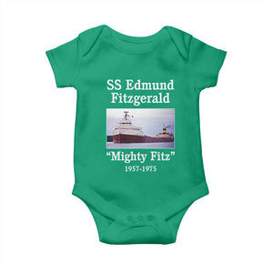 SS Edmund Fitzgerald Mighty Fitz Tribute Baby Onesie Great Lakes Shipwreck Memorial TS02 Irish Green Print Your Wear