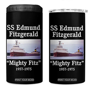 SS Edmund Fitzgerald Mighty Fitz Tribute 4 in 1 Can Cooler Tumbler Great Lakes Shipwreck Memorial TS02 One Size: 16 oz Black Print Your Wear