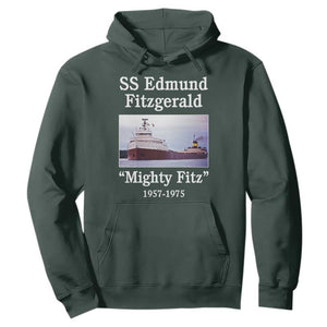 SS Edmund Fitzgerald Mighty Fitz Tribute Hoodie Great Lakes Shipwreck Memorial TS02 Dark Forest Green Print Your Wear