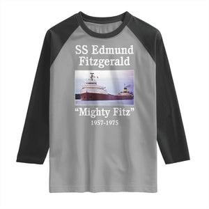 SS Edmund Fitzgerald Mighty Fitz Tribute Raglan Shirt Great Lakes Shipwreck Memorial TS02 Sport Gray Black Print Your Wear