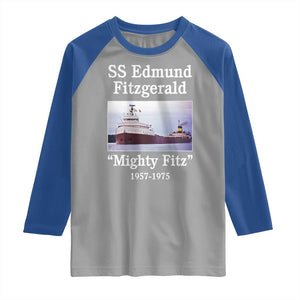 SS Edmund Fitzgerald Mighty Fitz Tribute Raglan Shirt Great Lakes Shipwreck Memorial TS02 Sport Gray Royal Print Your Wear