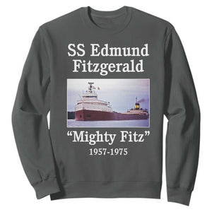 SS Edmund Fitzgerald Mighty Fitz Tribute Sweatshirt Great Lakes Shipwreck Memorial TS02 Dark Heather Print Your Wear